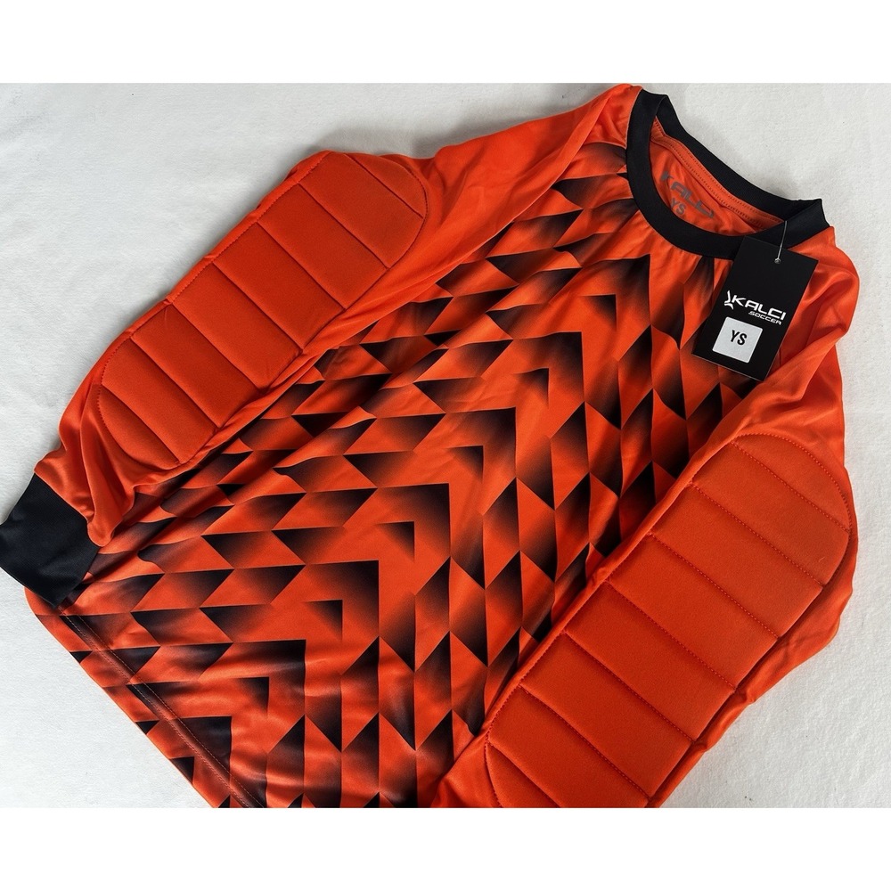 Kalci Soccer Youth Small Goalie Goalkeeper Jersey Padded Elbow Geometric Stretch